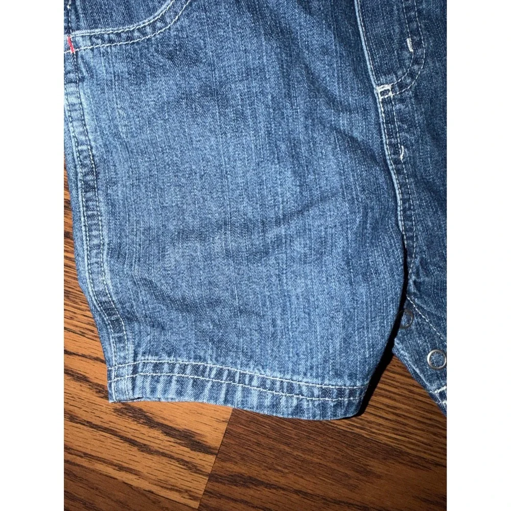Vintage Carters Baby Denim Baseball Overalls Blue Shortalls Embroidered NWT